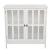 FCH Transparent Double Door Side Cabinet White
