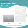 Pack of 100 Travel Shoes Bags 12" x 18" Clear Plastic Drawstring Bags 12x18 Thickness 2 mil Double Polyester Drawstrings Travel Bags; Shoes Storage Po