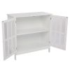 FCH Transparent Double Door Side Cabinet White